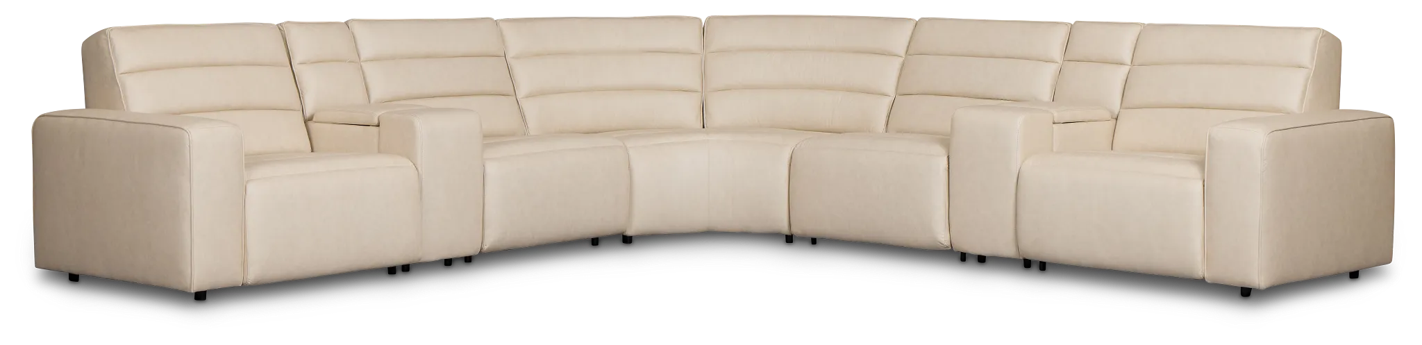 Sawyer Ivory Micro Large Triple Power Reclining Two-arm Sectional