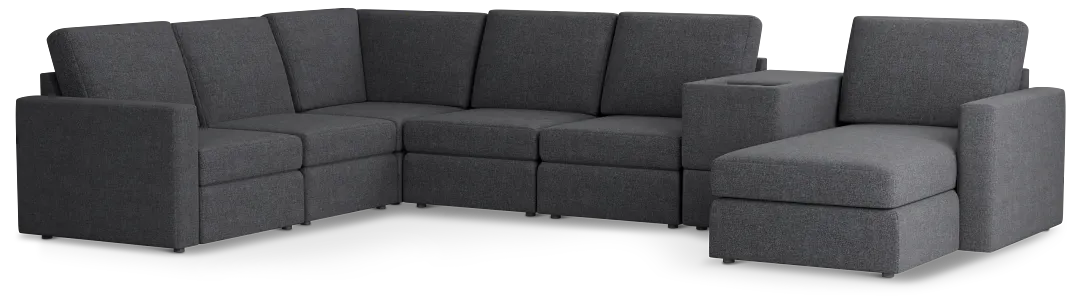 Citymod Dark Gray Fabric Large Right Chaise Sectional With Storage Console