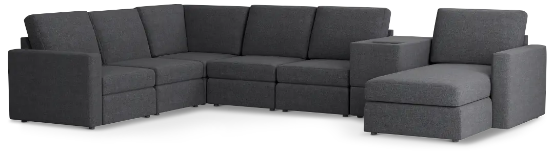 Citymod Dark Gray Fabric Large Right Chaise Sectional With Storage Console Citymod Dark Gray Fabric Large Right Chaise Sectional With Storage Console