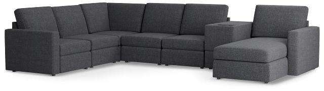 Citymod Dark Gray Fabric Large Right Chaise Sectional With Storage Console