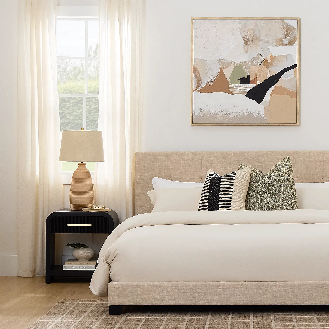 Alessandria White Uph Panel Bed With Lights | Bedroom - Beds