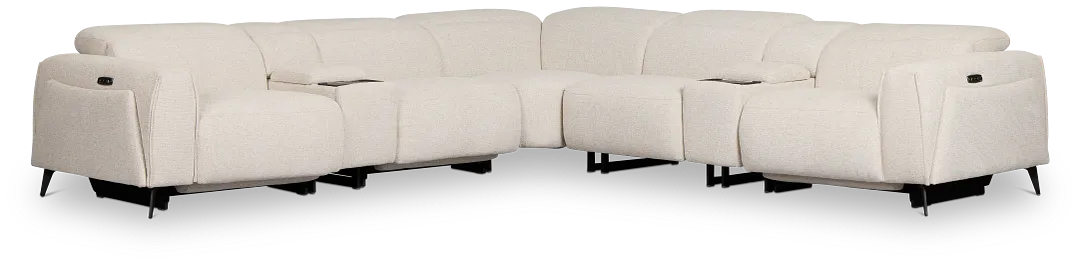 Reyna Light Beige Fabric Large Triple Power Reclining Two-arm Sectional