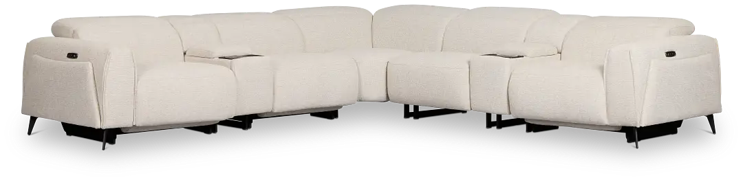 Reyna Light Beige Fabric Large Triple Power Reclining Two-arm Sectional Reyna Light Beige Fabric Large Triple Power Reclining Two-arm Sectional