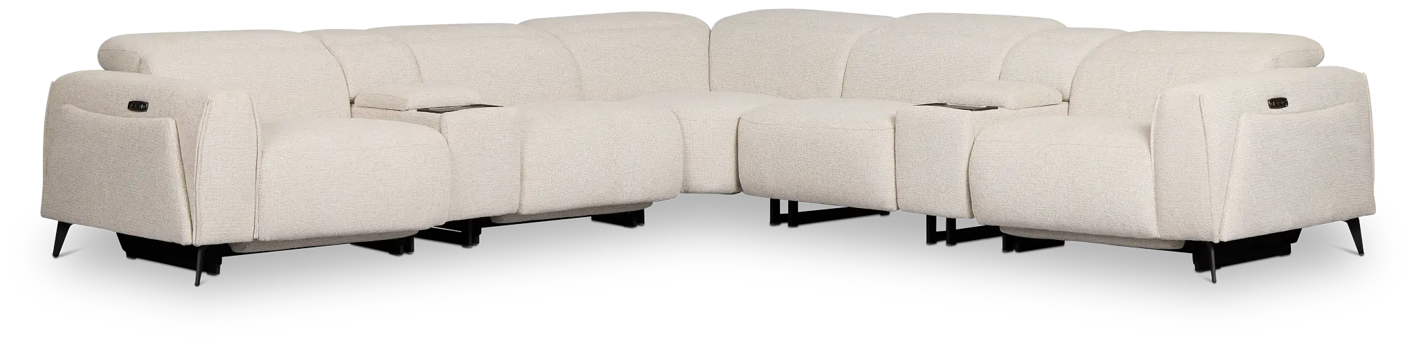 Reyna Light Beige Fabric Large Triple Power Reclining Two-arm Sectional Reyna Light Beige Fabric Large Triple Power Reclining Two-arm Sectional