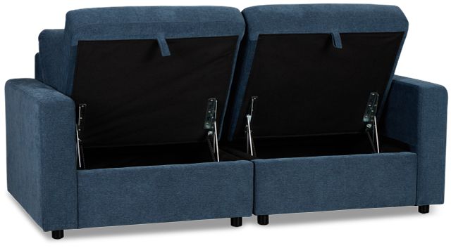 Addie Blue Fabric 2-piece Modular Storage Sofa