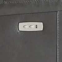 Owen Dark Gray Leather Power Swivel Glider Recliner