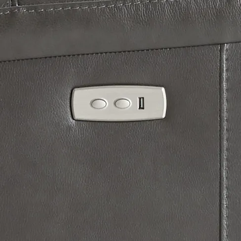 Owen Dark Gray Leather Power Swivel Glider Recliner