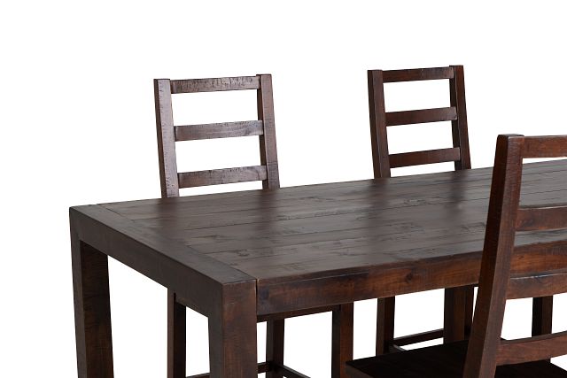 Seattle Dark Tone Rect Table & 4 Wood Chairs