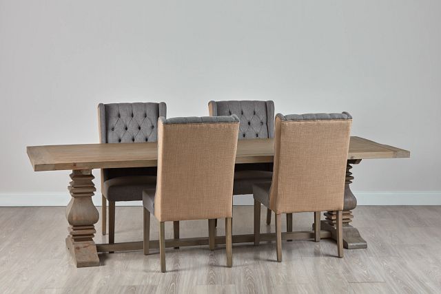 Hadlow Gray 110" Table & 4 Tufted Chairs