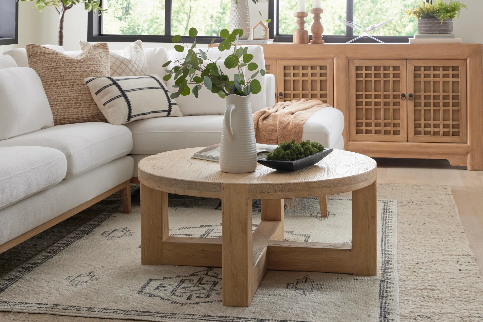 Clarisa Light Tone Round Coffee Table