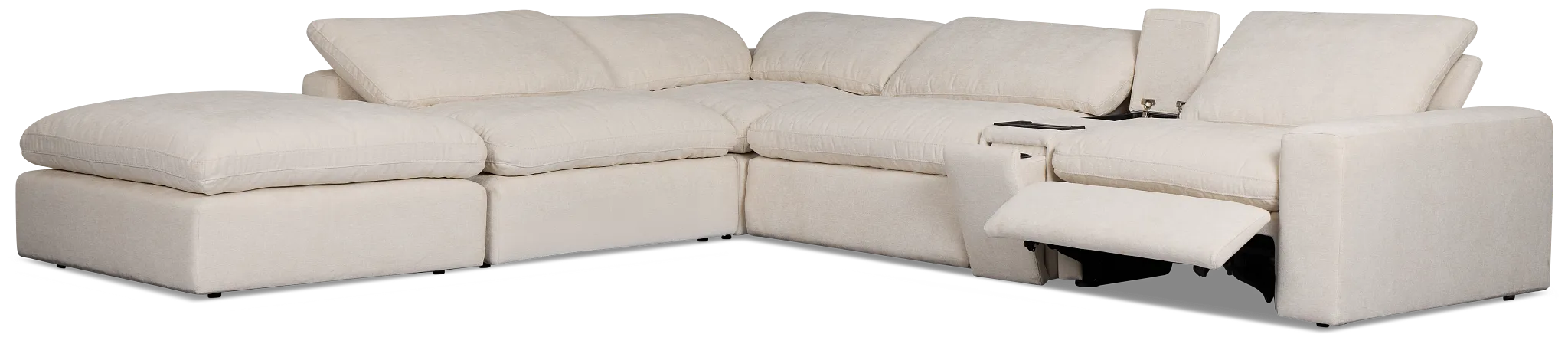 Drift Light Beige Fabric Large Left Bumper Power Reclining Sectional