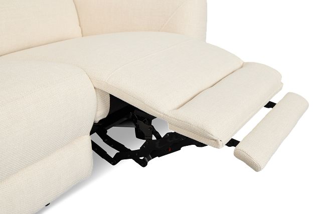 Keaton White Fabric Power Reclining Sofa W/ Power Headrest