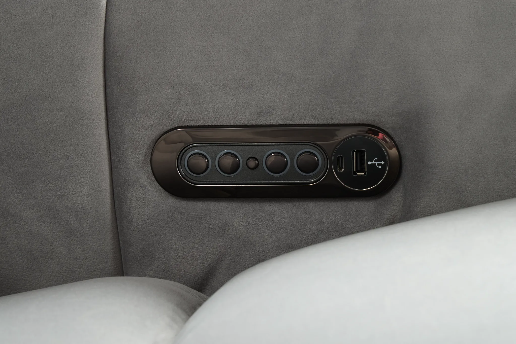 Gemma Light Gray Velvet Large Left Chaise Power Reclining Sectional