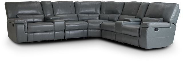 Weston Light Gray Lthr/vinyl Large Two-arm Manually Reclining Sectional