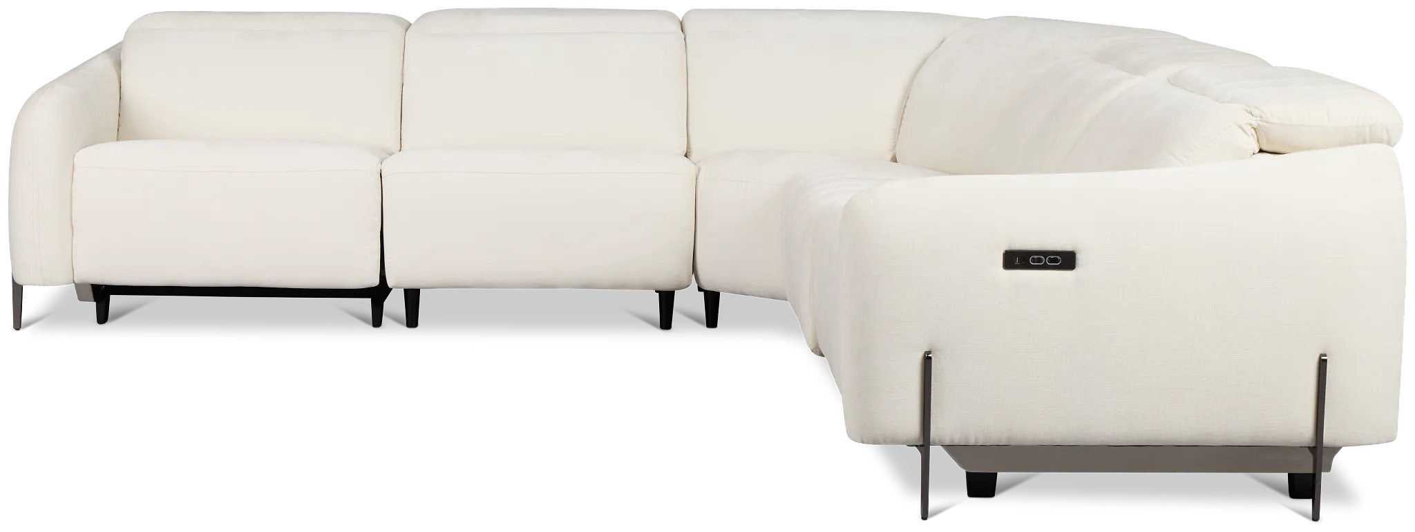 Zuri White Velvet Small Two-arm Power Reclining Sectional