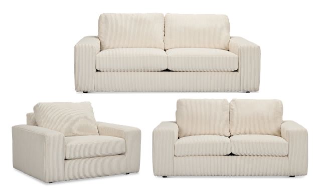Charlie Ivory Fabric Living Room