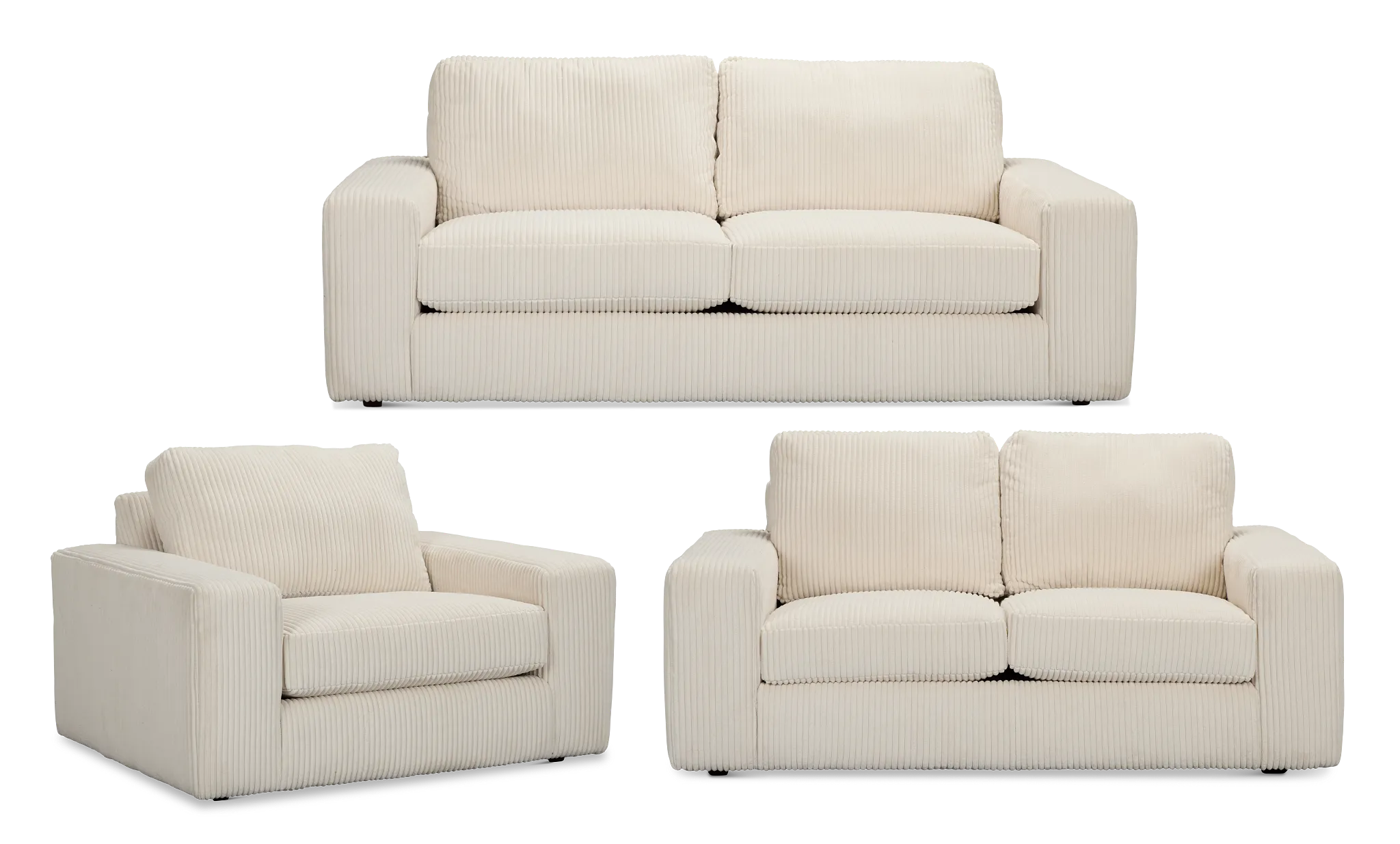 Charlie Ivory Fabric Living Room