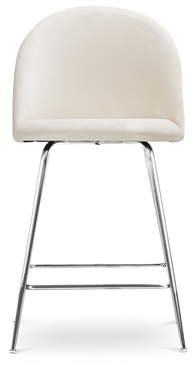 Capri Ivory Upholstered 24" Barstool W/chrome Legs