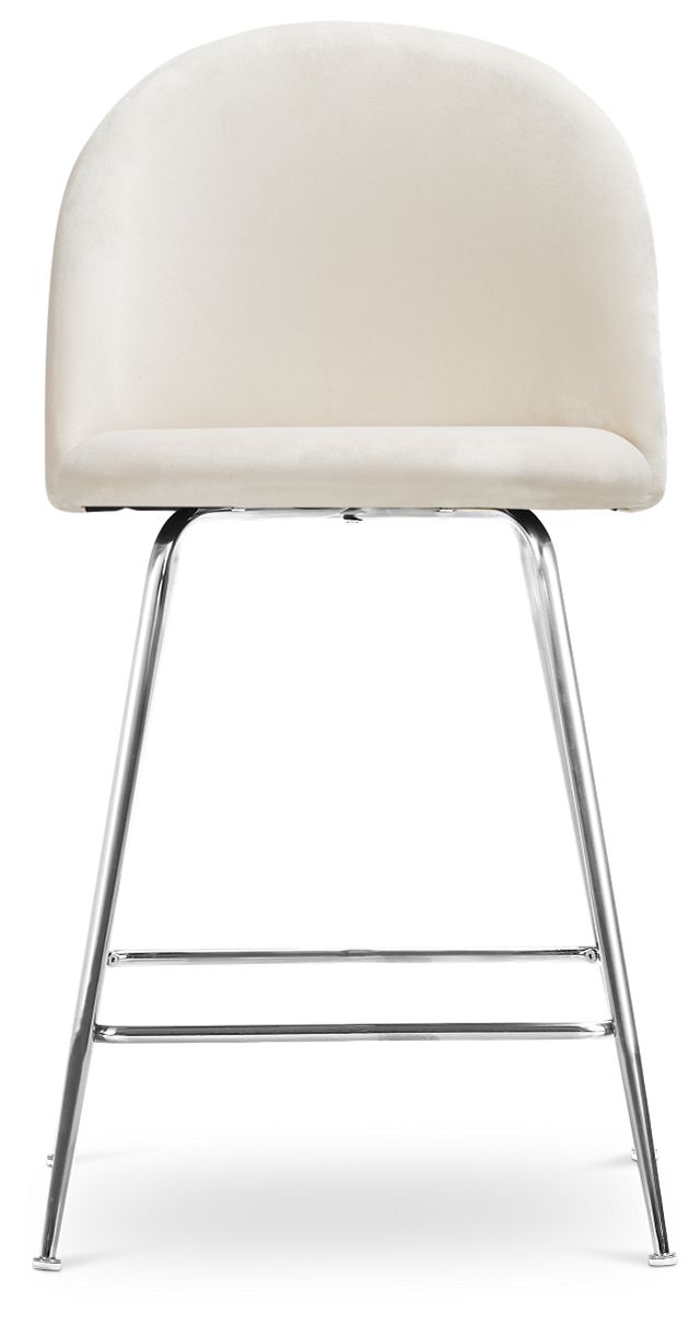 Capri Ivoryvelvet Upholstered 24" Barstool W/chrome Legs