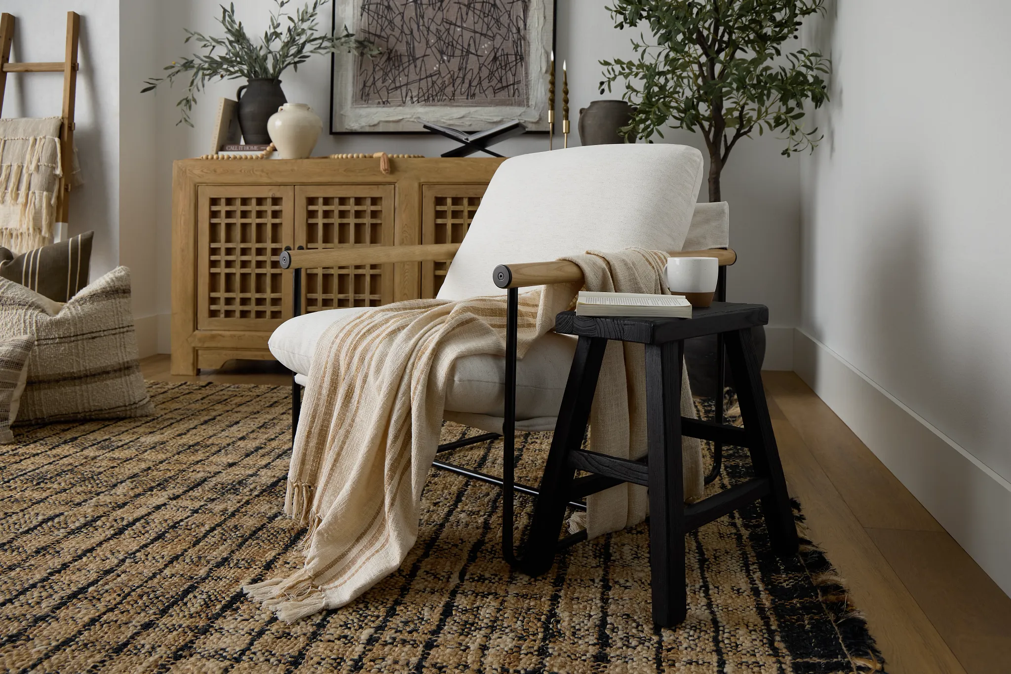 Margo White Fabric Accent Chair