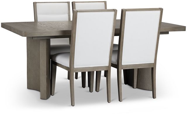 Soho Light Tone Rectangular Table & 4 Upholstered Chairs
