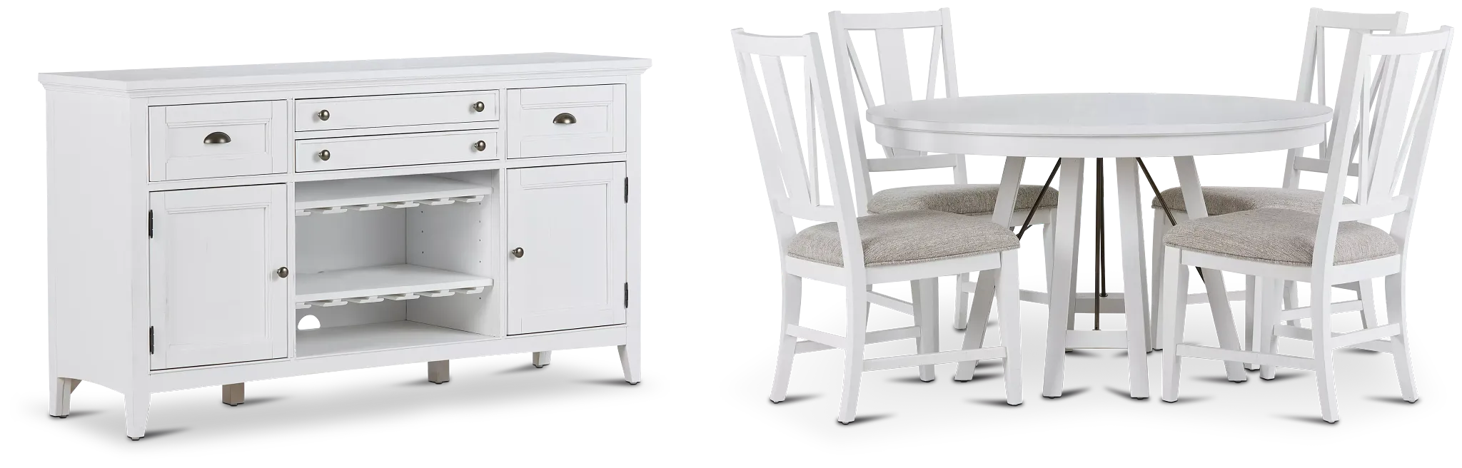 Heron Cove White Round Dining Room