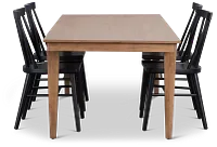 Provo Mid Tone Rect Table & 4 Wood Chairs