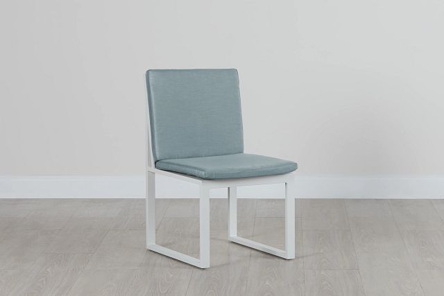 Linear White Teal Aluminum Cushioned Chair (0)