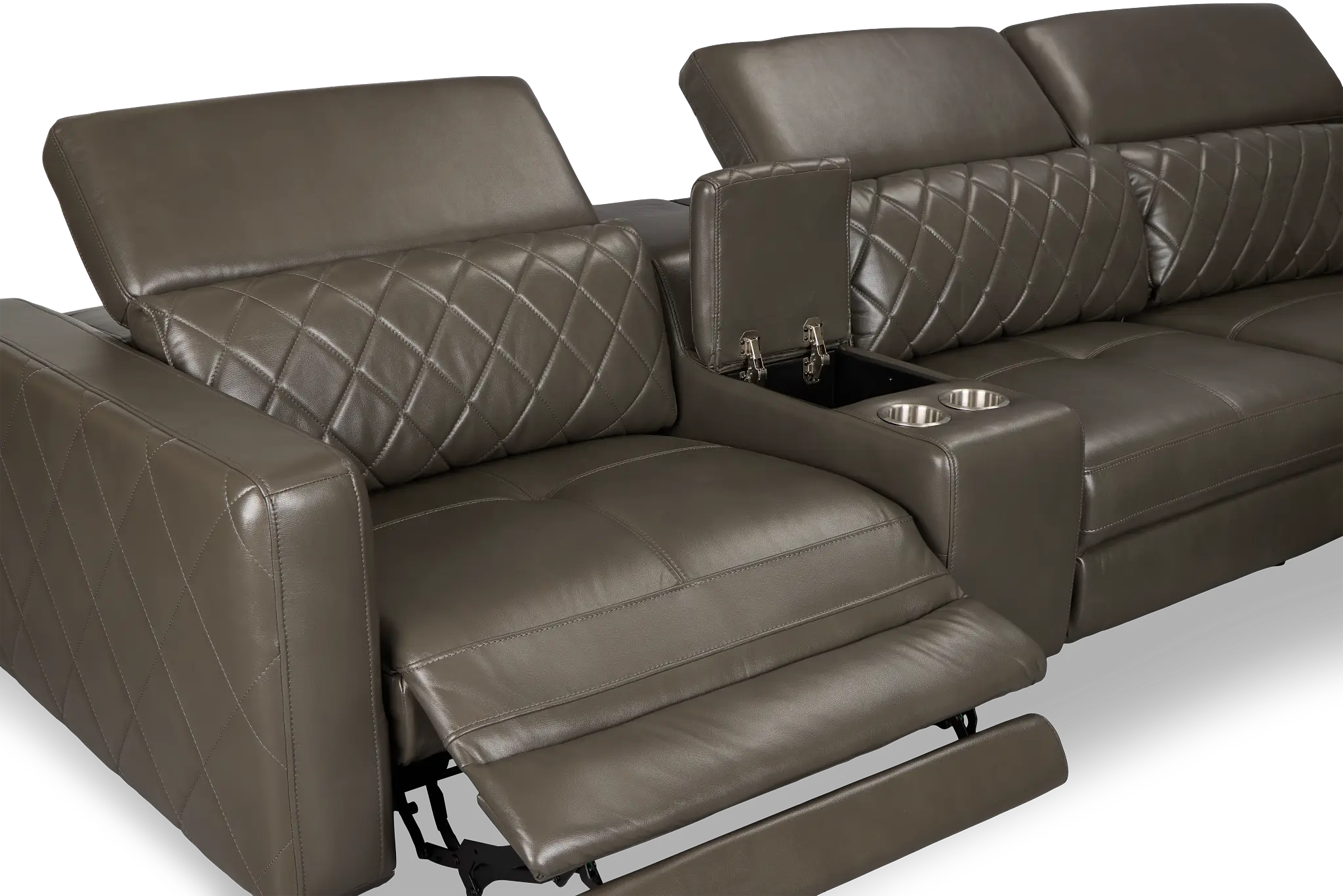 Ava Dark Gray Micro Large Triple Power Reclining Two-arm Sectional Ava Dark Gray Micro Large Triple Power Reclining Two-arm Sectional
