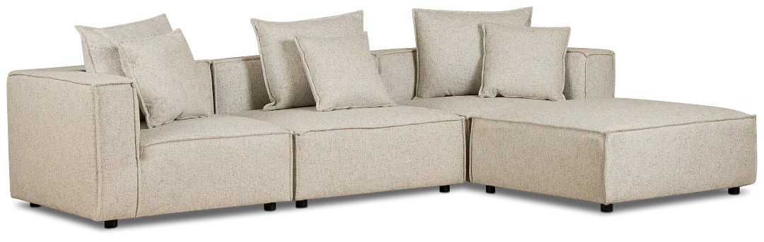 Tatum Beige Fabric 4-piece Bumper Sectional