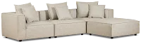 Tatum Beige Fabric 4-piece Bumper Sectional