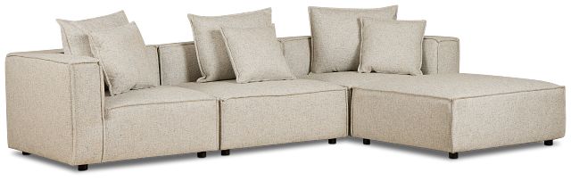Tatum Beige Fabric 4-Piece Bumper Sectional Sofa
