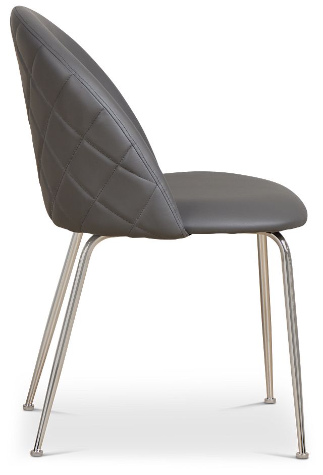 Capri Dark Gray Micro Upholstered Side Chair W/ Chrome Legs