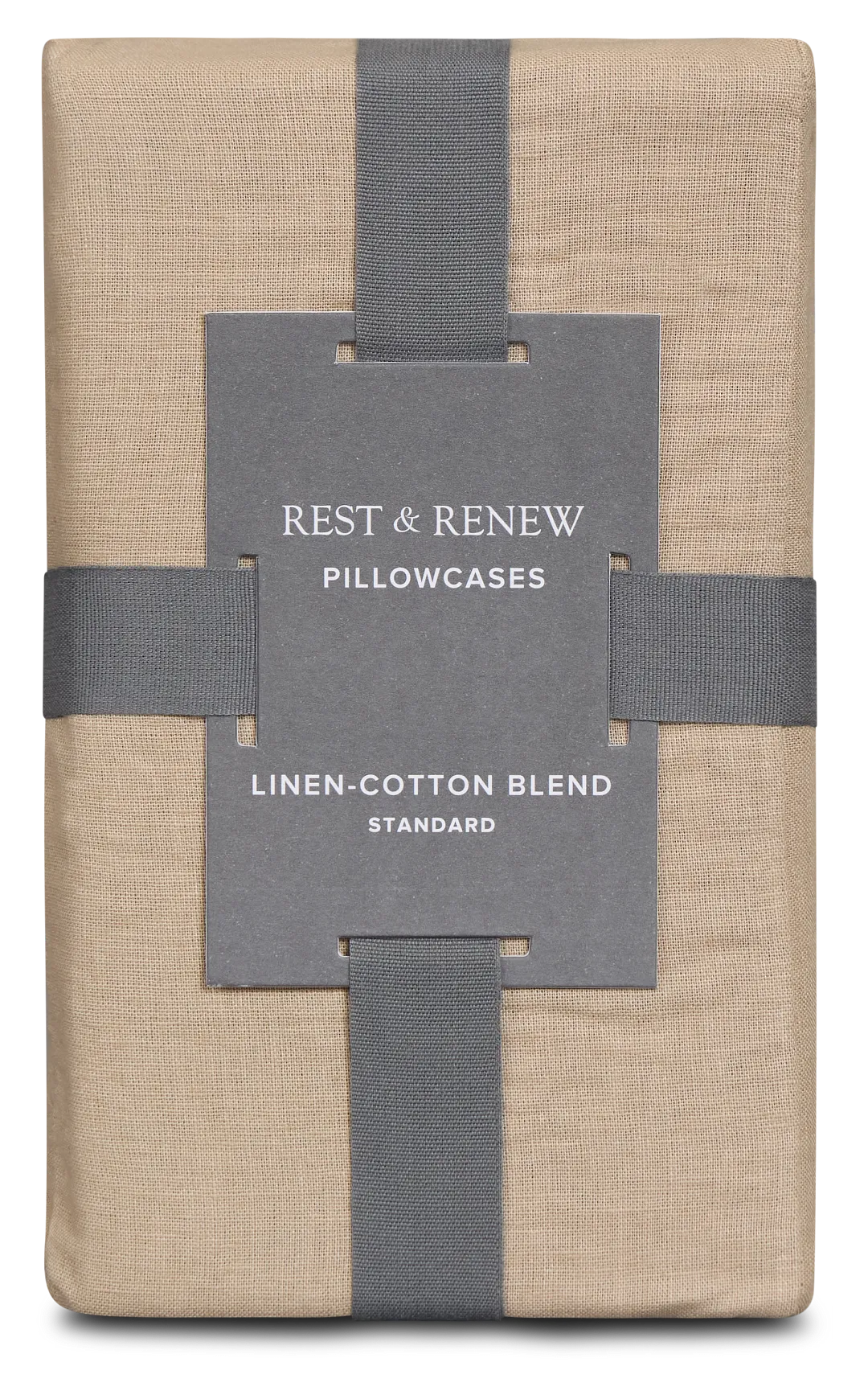 Rest & Renew Linen Blend Dark Beige Set Of 2 Pillowcases