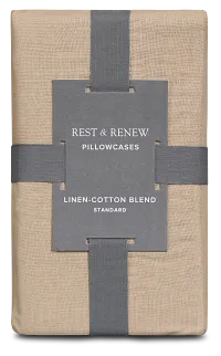 Rest & Renew Linen Blend Dark Beige Set Of 2 Pillowcases
