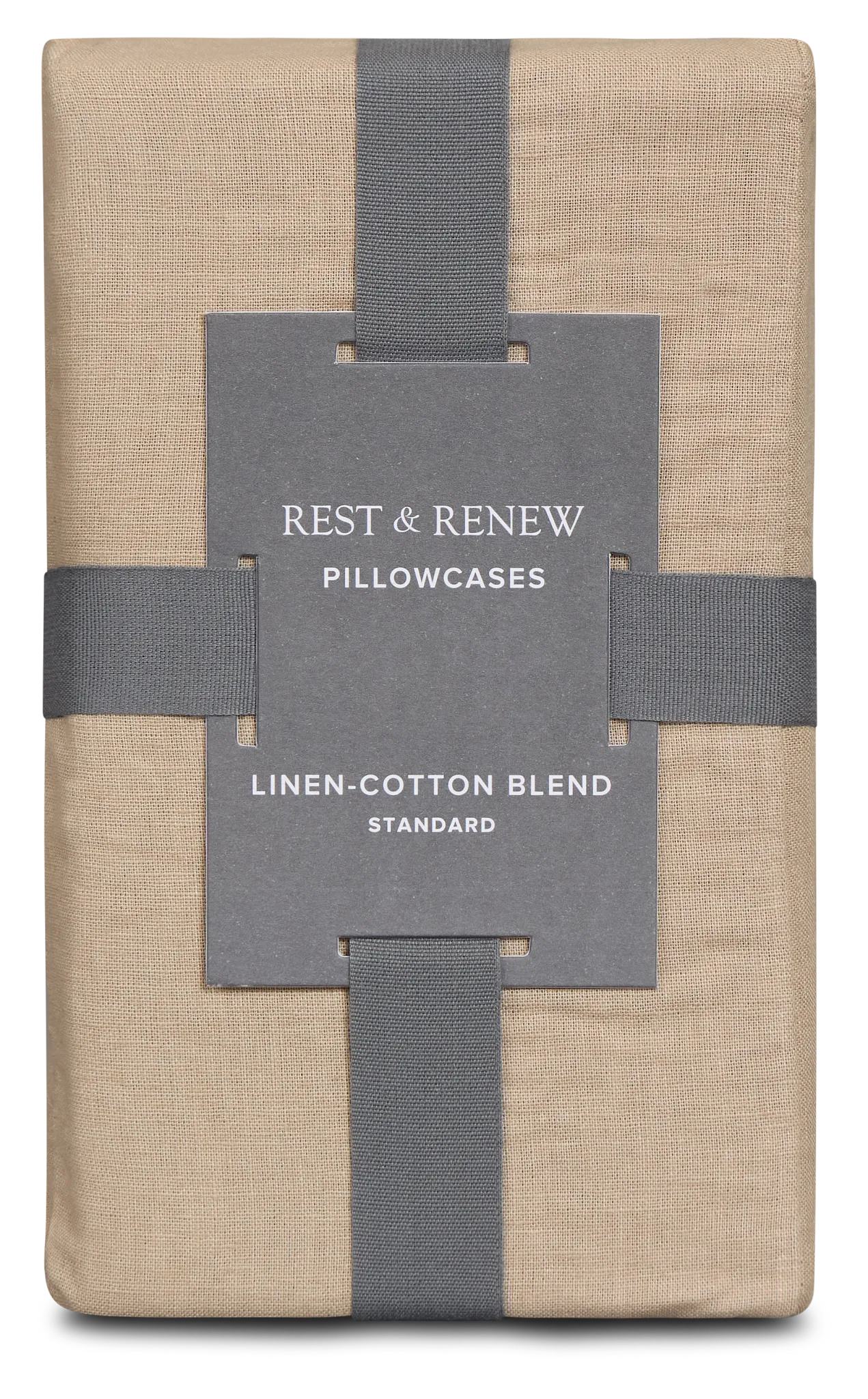 Rest & Renew Linen Blend Dark Beige Set Of 2 Pillowcases