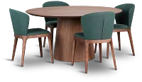 Nomad Mid Tone 59" Round Table & 4 Dark Green Chairs W/ Mid-tone Legs