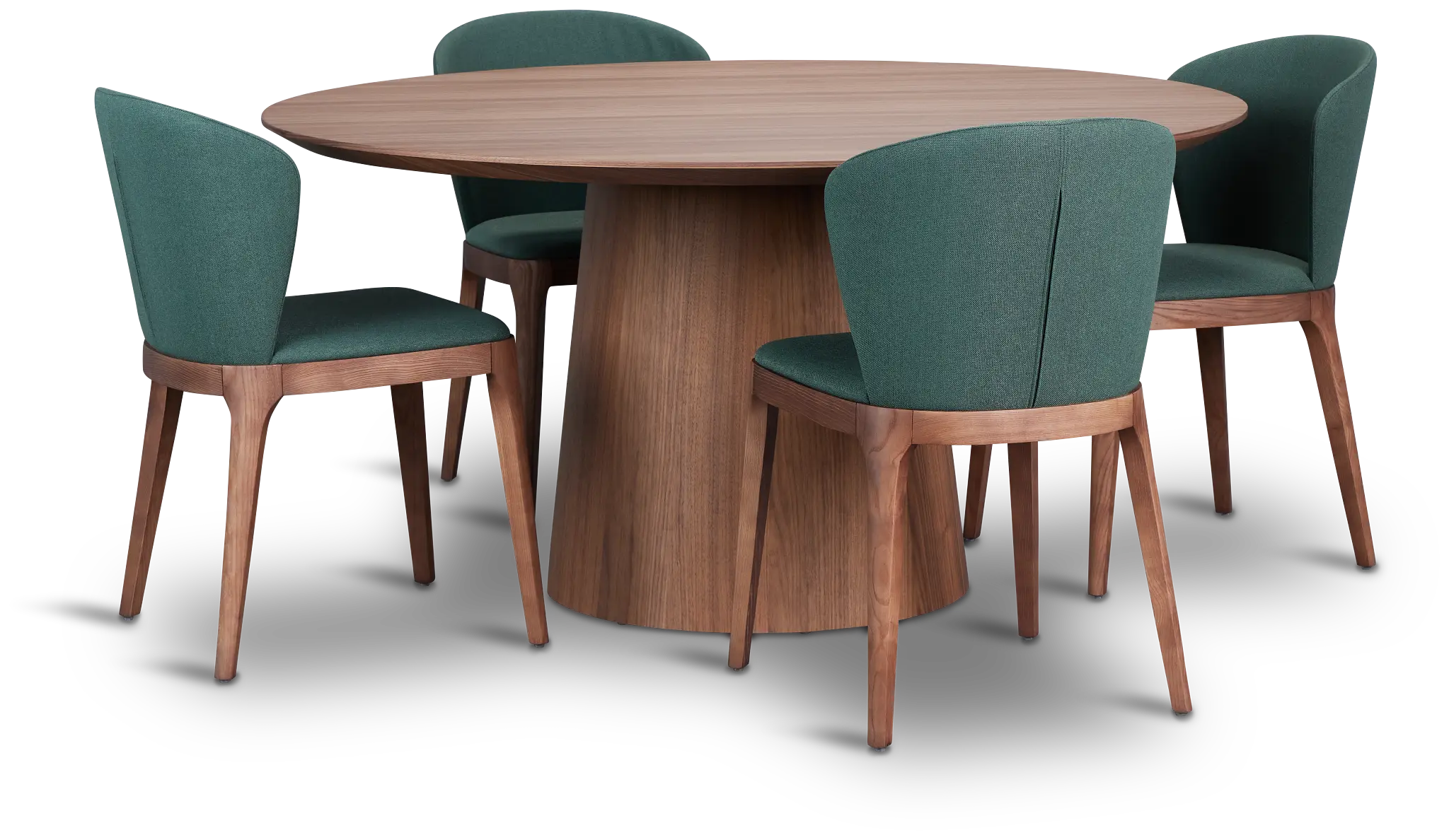 Nomad Mid Tone 59" Round Table & 4 Dark Green Chairs W/ Mid-tone Legs Nomad Mid Tone 59" Round Table & 4 Dark Green Chairs W/ Mid-tone Legs