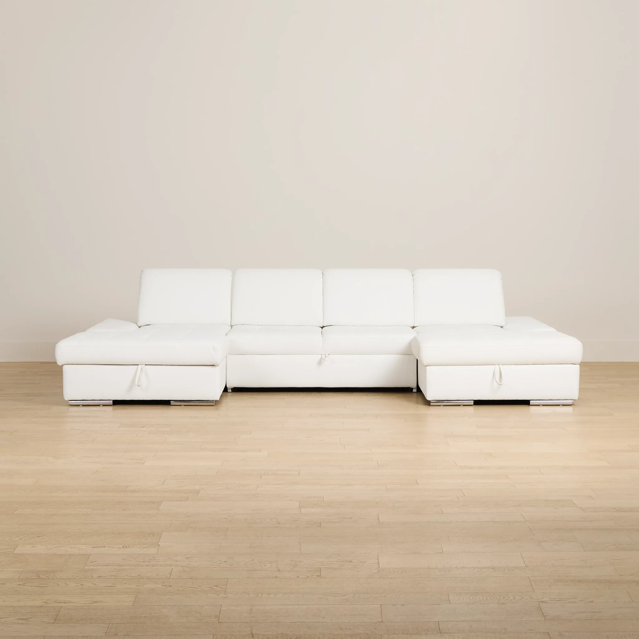 Eden White Micro Double Chaise Sleeper Storage Sectional