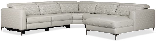 Ava Light Gray Micro Small Right Chaise Power Reclining Sectional