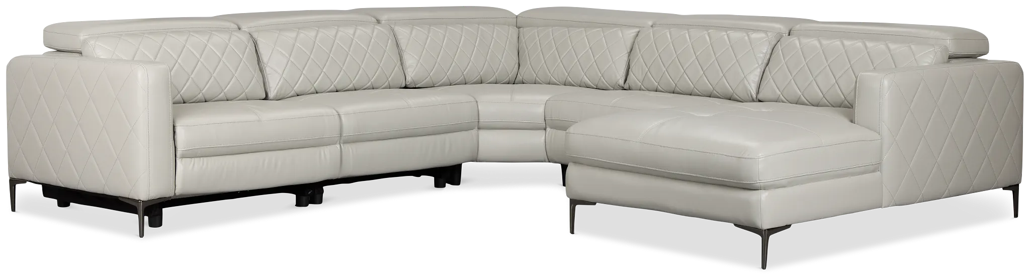 Ava Light Gray Micro Small Right Chaise Power Reclining Sectional