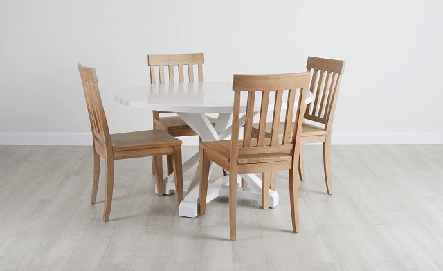 Nantucket White Round Table & 4 Light Tone Chairs (0)
