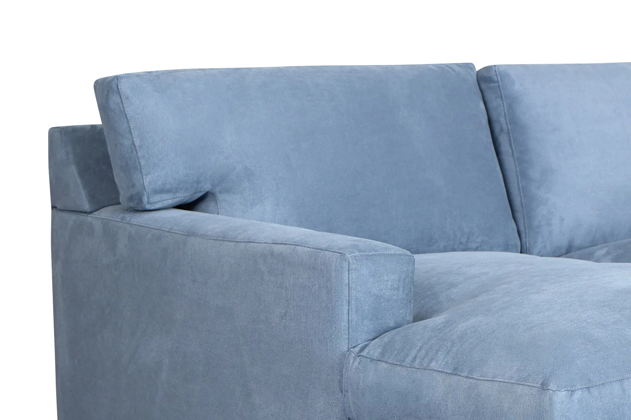 Hudson Blue Fabric Large Left Chaise Wedge Sectional Hudson Blue Fabric Large Left Chaise Wedge Sectional