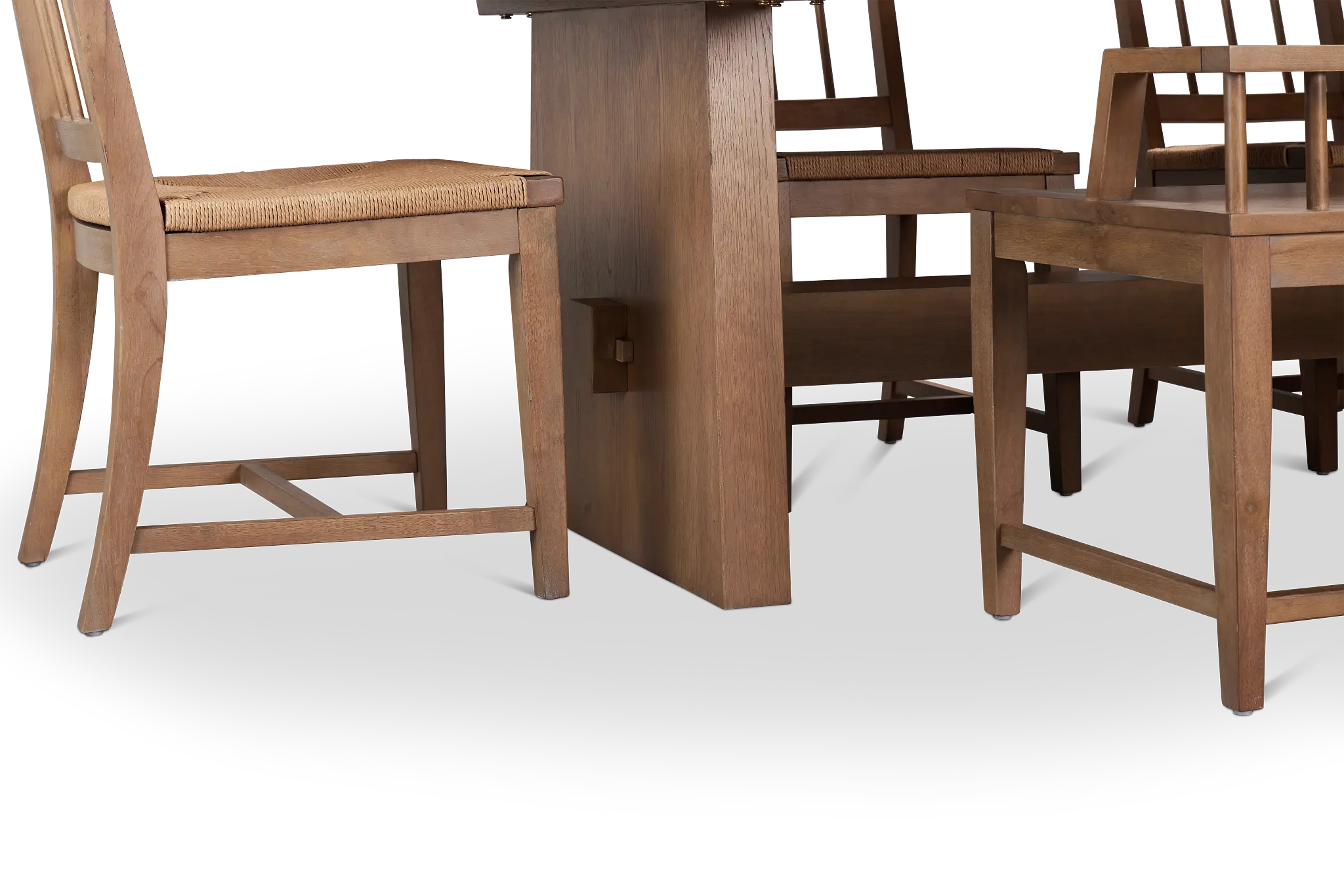 Provo Mid Tone Trestle Table, 4 Woven Chairs & Bench Provo Mid Tone Trestle Table, 4 Woven Chairs & Bench