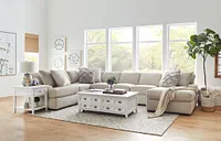 Alpha Beige Fabric Medium Right Chaise Sectional