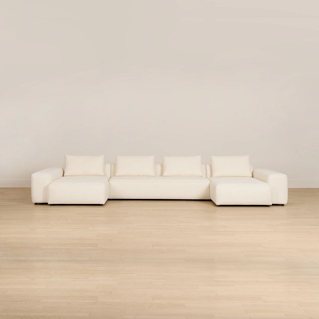Cleo Light Beige Fabric Double Chaise Sectional