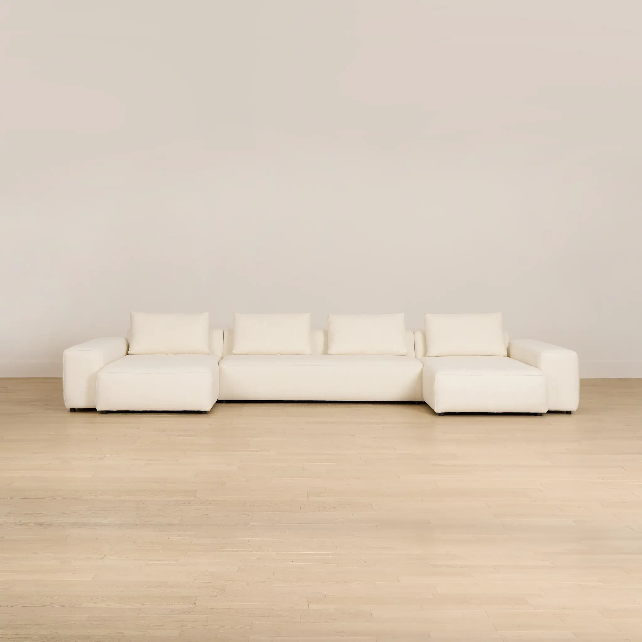 Cleo Light Beige Fabric Double Chaise Sectional Cleo Light Beige Fabric Double Chaise Sectional