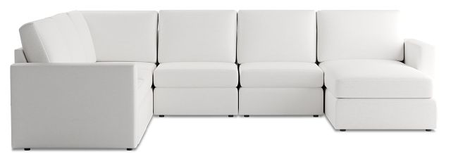 Citymod White Fabric Medium Right Chaise Sectional