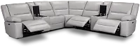 Peyton Light Gray Lthr/vinyl Large Triple Power Reclining Two-arm Sectional