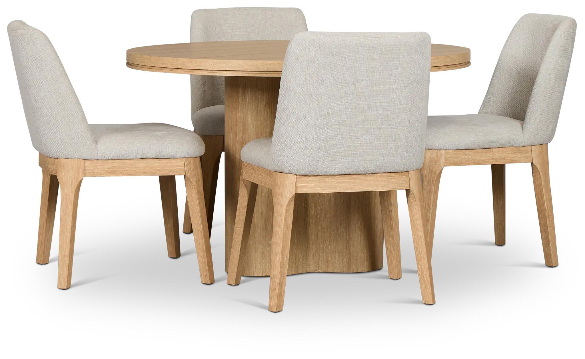 Emory Light Tone Round Table & 4 Upholstered Chairs Emory Light Tone Round Table & 4 Upholstered Chairs